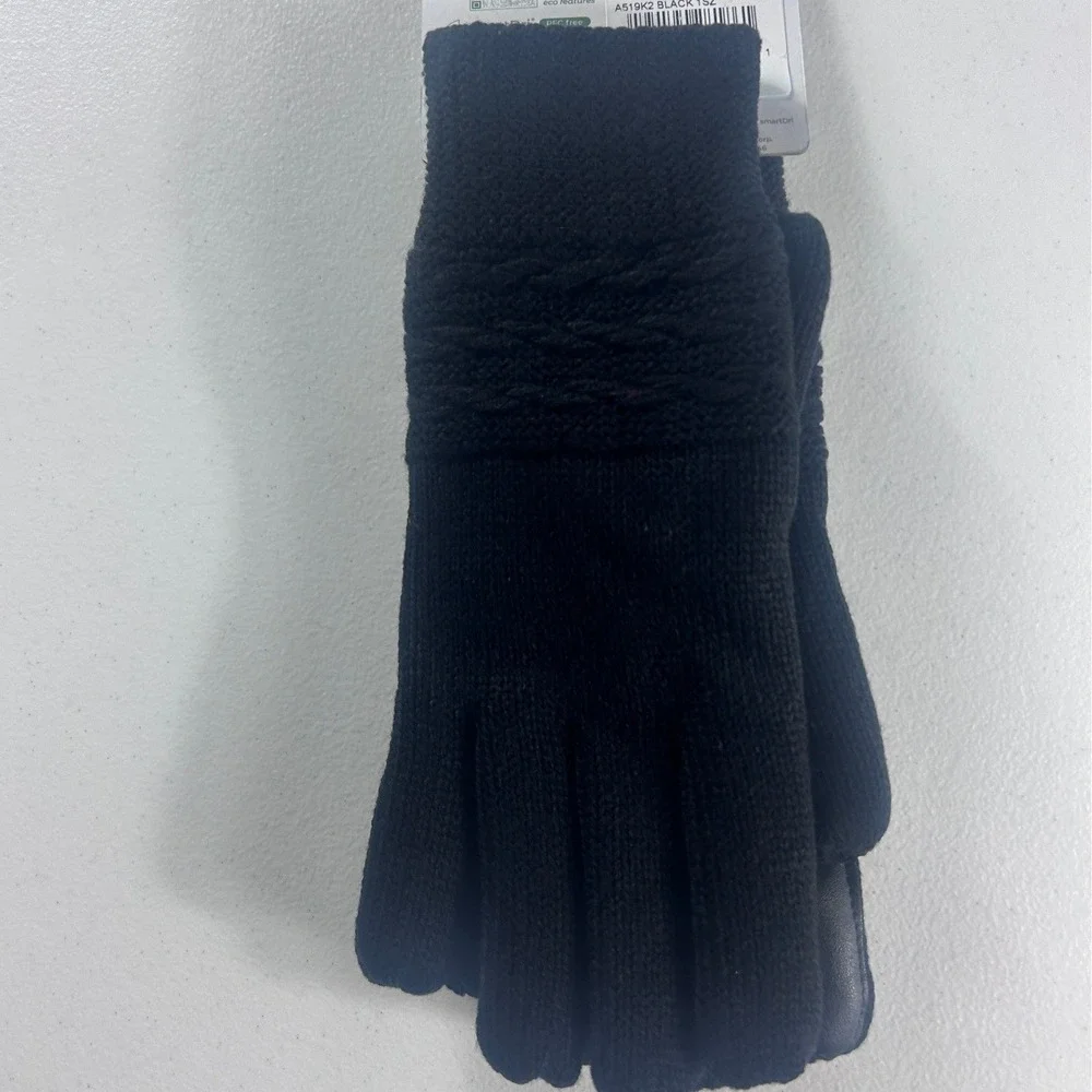 Isotoner Womens Black‎ SmartDri SmartTouch Gloves 1SZ EcoComfort NEW - Picture 3 of 5